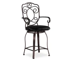 Nate Bronze Faux Leather Upholstered Crested Back Counter Stool