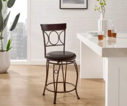 Memphis Black Metal & Brown Faux Leather Circle Back Counter Stool -COSCO Store 810543053 A0 8
