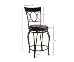 Memphis Black Metal & Brown Faux Leather Circle Back Counter Stool -COSCO Store 810543053 D8 11