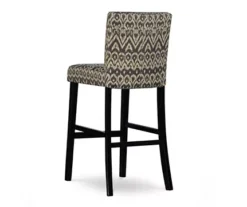 Liz Black & White Upholstered Ikat Pattern Driftwood Bar Stool -COSCO Store 810543084 4