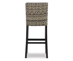 Liz Black & White Upholstered Ikat Pattern Driftwood Bar Stool -COSCO Store 810543084 5