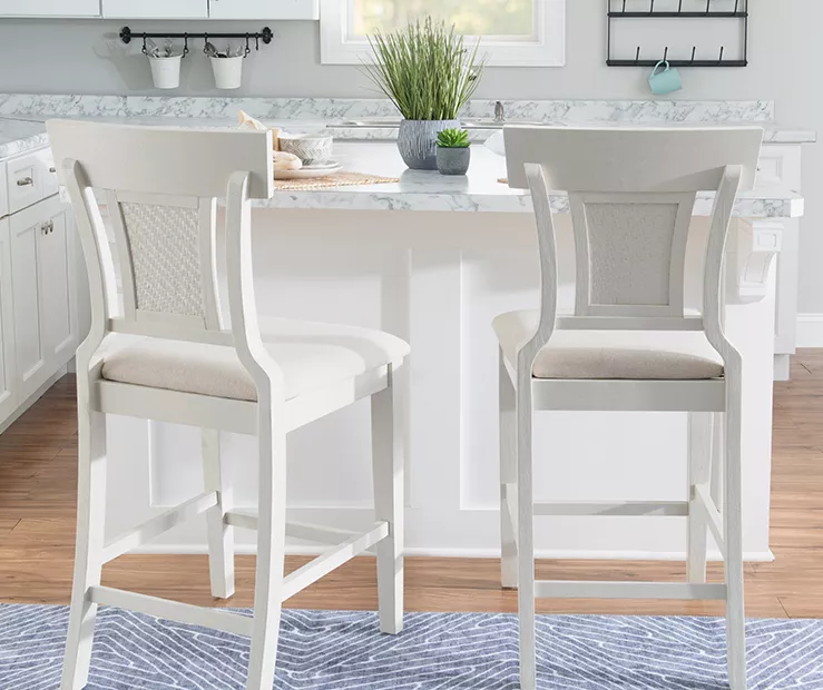 Rider Whitewash Upholstered Wood Counter Stool 4 Rider Whitewash Upholstered Wood Counter Stool - Image 2