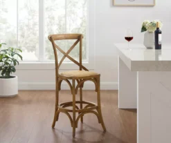 Everlie Gray Wash Curved Wood Padded Counter Stool -COSCO Store 810543093 A0 9