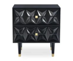 Urban Fresh Black & Gold 2-Drawer Textured Geometric Nightstand -COSCO Store 810543105 3