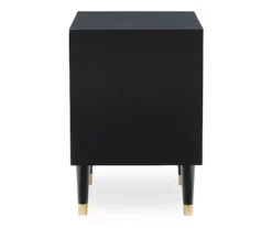 Urban Fresh Black & Gold 2-Drawer Textured Geometric Nightstand -COSCO Store 810543105 4