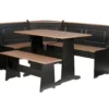 Atrium Black & Pecan 3-Piece Wooden Breakfast Nook Set