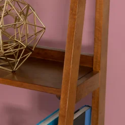 Presley Walnut 5-Shelf Ladder Bookcase -COSCO Store 810543154 5