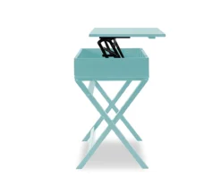 Kari Turquoise Lift-Top Campaign Desk -COSCO Store 810543172 5