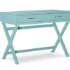 Kari Turquoise 2-Drawer Wooden X-Frame Desk -COSCO Store 810543189 1