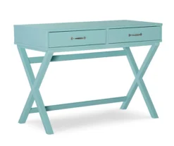 Kari Turquoise 2-Drawer Wooden X-Frame Desk