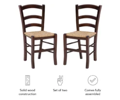 Bordeaux Walnut Handwoven Ladder Back Side Chairs, 2-Pack -COSCO Store 810543200 A8 4