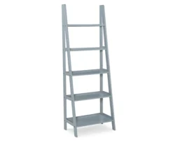 Boston Gray 5-Shelf Wooden Ladder Bookcase