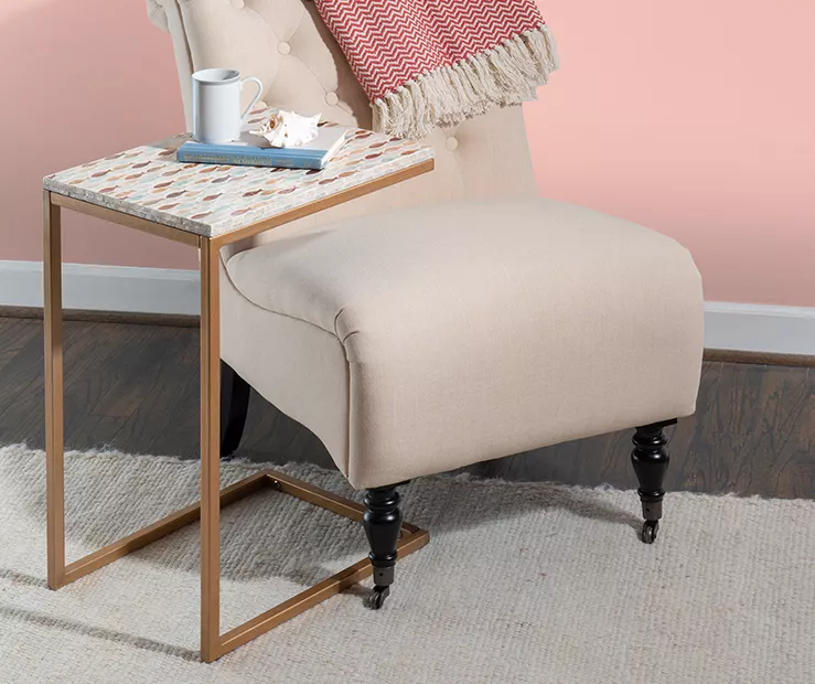 Global Designs Gold Geometric Capiz Mosaic Fish Pattern C Accent Table 4 Global Designs Gold Geometric Capiz Mosaic Fish Pattern C Accent Table - Image 2