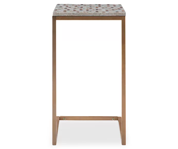 Global Designs Gold Geometric Capiz Mosaic Fish Pattern C Accent Table 5 Global Designs Gold Geometric Capiz Mosaic Fish Pattern C Accent Table - Image 3