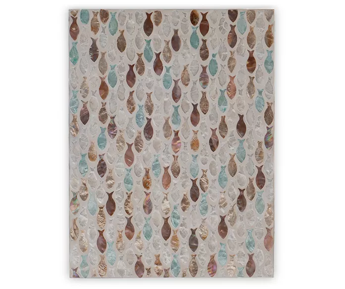 Global Designs Gold Geometric Capiz Mosaic Fish Pattern C Accent Table 6 Global Designs Gold Geometric Capiz Mosaic Fish Pattern C Accent Table - Image 4