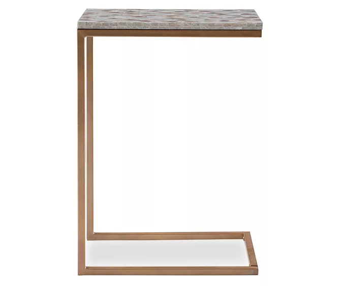 Global Designs Gold Geometric Capiz Mosaic Fish Pattern C Accent Table 7 Global Designs Gold Geometric Capiz Mosaic Fish Pattern C Accent Table - Image 5