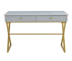 Glam Gray & Gold 2-Drawer Campaign Desk -COSCO Store 810543219 A0 2