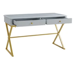 Glam Gray & Gold 2-Drawer Campaign Desk -COSCO Store 810543219 A0 5