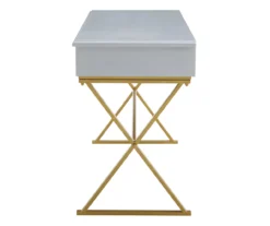 Glam Gray & Gold 2-Drawer Campaign Desk -COSCO Store 810543219 A1 3