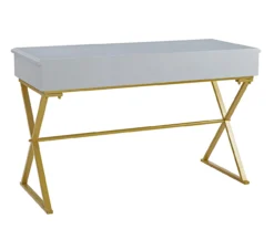 Glam Gray & Gold 2-Drawer Campaign Desk -COSCO Store 810543219 A1 4
