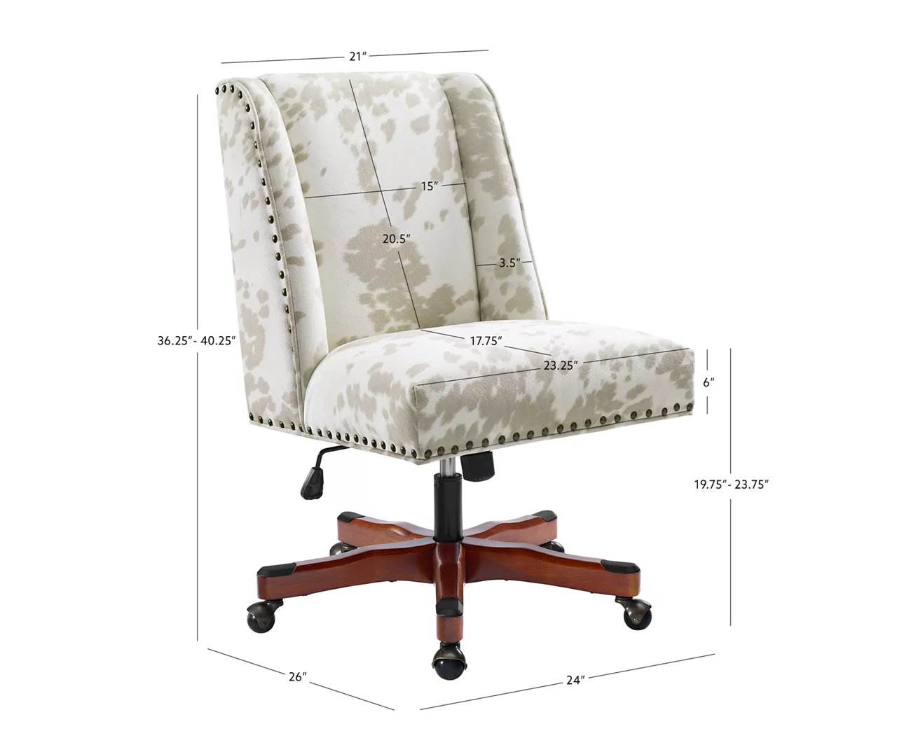 Austin Brown Linen Cow Print Office Chair 12 Austin Brown Linen Cow Print Office Chair - Image 10