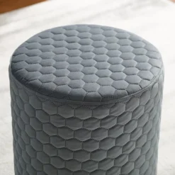 Royal Gray Quilted Ottoman With Silver Base -COSCO Store 810543261 4