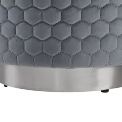 Royal Gray Quilted Ottoman With Silver Base -COSCO Store 810543261 5