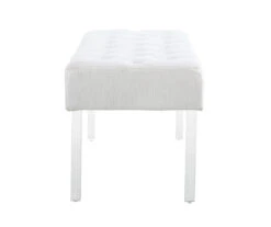 Marie Glitz White Tufted Linen Acrylic Leg Bench -COSCO Store 810543267 4