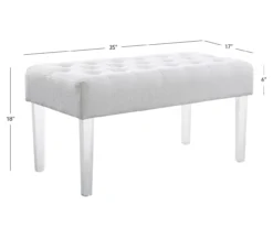 Marie Glitz White Tufted Linen Acrylic Leg Bench -COSCO Store 810543267 A7