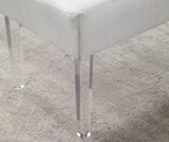 Marie Glitz White Tufted Linen Acrylic Leg Bench -COSCO Store 810543267 B8