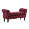 Elsie Berry & Dark Mahogany Upholstered Rolled Arm Bench -COSCO Store 810543272 1