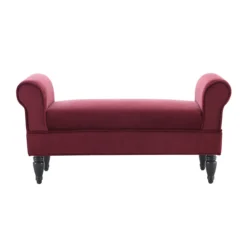 Elsie Berry & Dark Mahogany Upholstered Rolled Arm Bench -COSCO Store 810543272 3