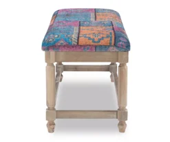 Moroccan Tapestry Upholstered Rustic Driftwood Bench -COSCO Store 810543273 4