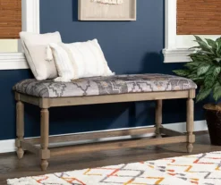 Moroccan Tapestry Upholstered Rustic Driftwood Bench -COSCO Store 810543274 2 1