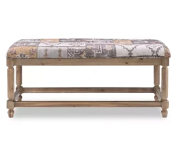 Moroccan Tapestry Upholstered Rustic Driftwood Bench -COSCO Store 810543274 3 1