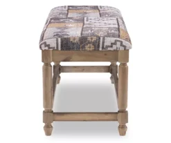 Gray Moroccan Tapestry Upholstered Rustic Driftwood Bench -COSCO Store 810543274 4