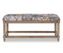 Moroccan Tapestry Upholstered Rustic Driftwood Bench -COSCO Store 810543274 5 1