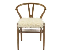 Emmitt Gray & Brown Faux Fur Wishbone Chair 17 Emmitt Gray & Brown Faux Fur Wishbone Chair -COSCO Store 810543298 A0 2