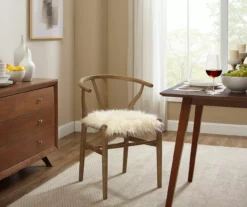 Emmitt Gray & Brown Faux Fur Wishbone Chair 15 Emmitt Gray & Brown Faux Fur Wishbone Chair -COSCO Store 810543298 A0 9