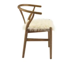 Emmitt Gray & Brown Faux Fur Wishbone Chair 18 Emmitt Gray & Brown Faux Fur Wishbone Chair -COSCO Store 810543298 A1 3