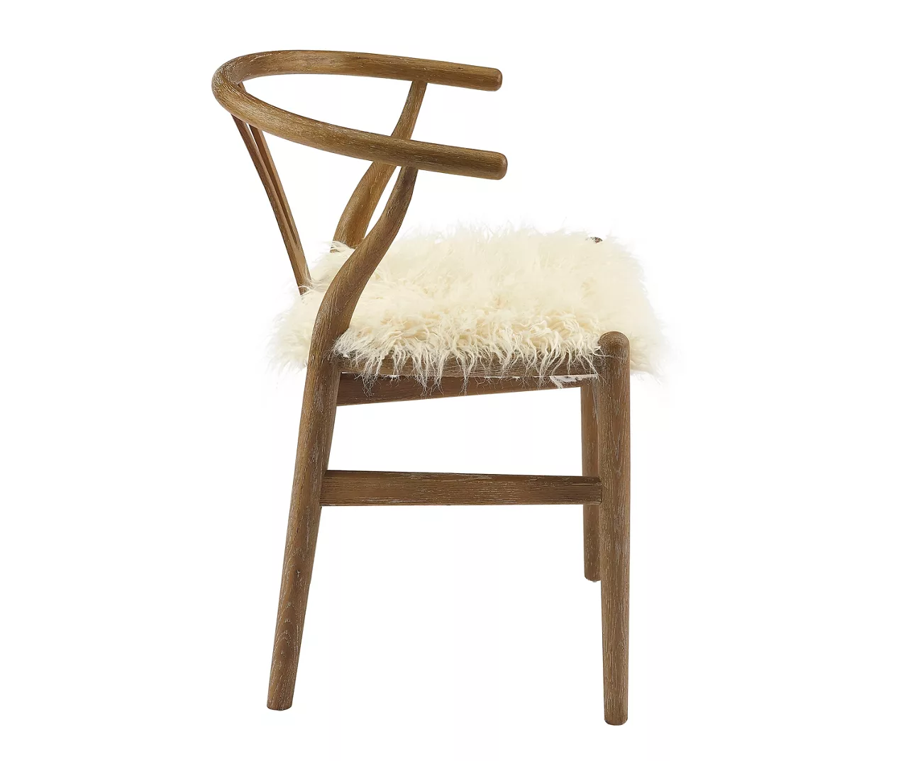 Emmitt Gray & Brown Faux Fur Wishbone Chair 8 Emmitt Gray & Brown Faux Fur Wishbone Chair - Image 6
