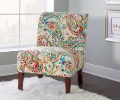 Danna Multicolor Upholstered Paisley Curved Back Slipper Chair -COSCO Store 810543301 6