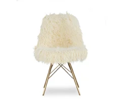 Layton Cream & Gold Faux Fur Chair -COSCO Store 810543311 2