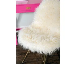 Layton Cream & Gold Faux Fur Chair -COSCO Store 810543311 6