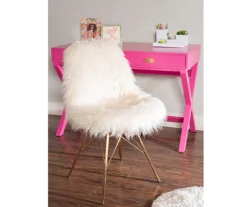 Layton Cream & Gold Faux Fur Chair -COSCO Store 810543311 7