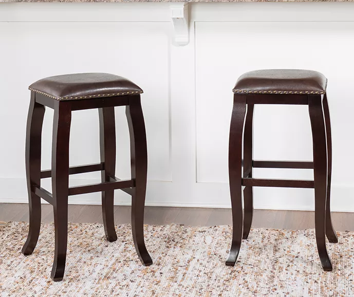 Dallas Brown Cushioned Square Top Bar Stool 4 Dallas Brown Cushioned Square Top Bar Stool - Image 2