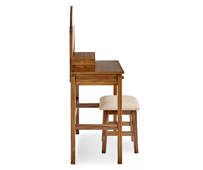 Laura 2-Piece Walnut & Beige 6-Drawer Tilting Mirror Vanity Set 5 Laura 2-Piece Walnut & Beige 6-Drawer Tilting Mirror Vanity Set - Image 3