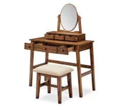Laura 2-Piece Walnut & Beige 6-Drawer Tilting Mirror Vanity Set 9 Laura 2-Piece Walnut & Beige 6-Drawer Tilting Mirror Vanity Set -COSCO Store 810543314 5