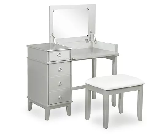 Jasmine 2-Piece White 1-Drawer Lifting Mirror Vanity Set 3 Jasmine 2-Piece White 1-Drawer Lifting Mirror Vanity Set
