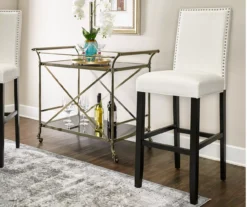 Blaire White Glitz Nailhead Bar Stool -COSCO Store 810543340 2